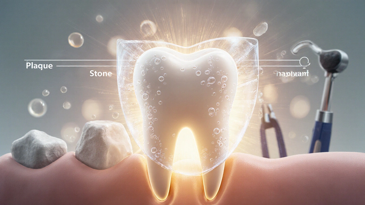 Sonické vibrace chrání zub před kyselinou a bakteriemi.