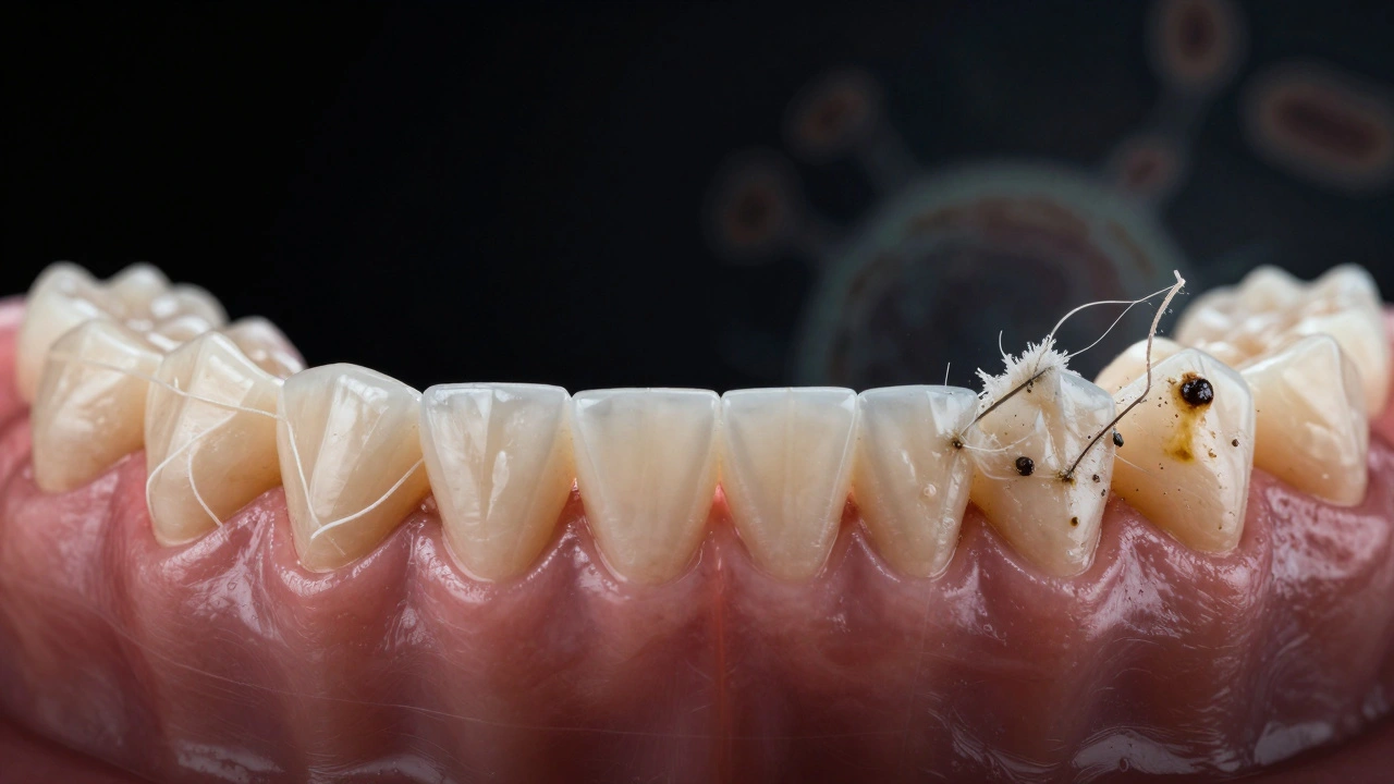 Porovnání čistých a špinavých gumiček na rovnátkách s vlivem na pozici zubů.