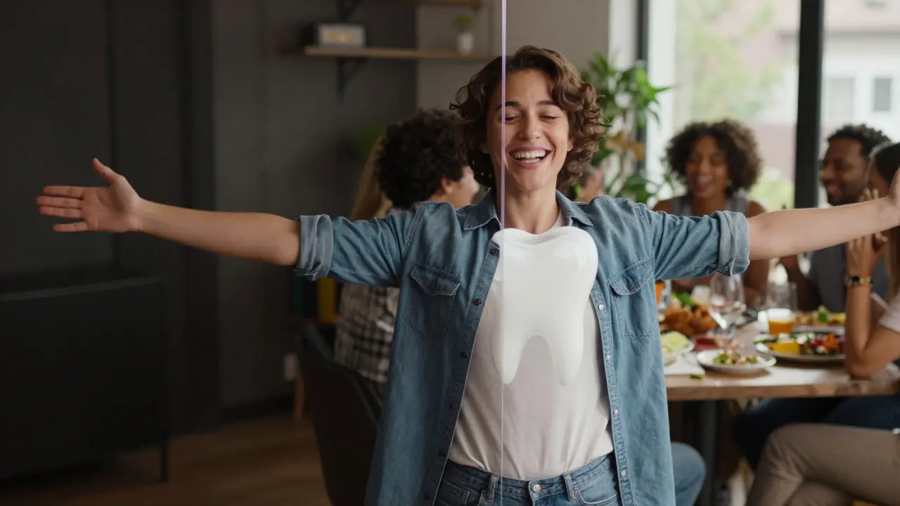 Dvě strany téhož člověka: jedna skrývá úsměv, druhá ho osvobozuje.