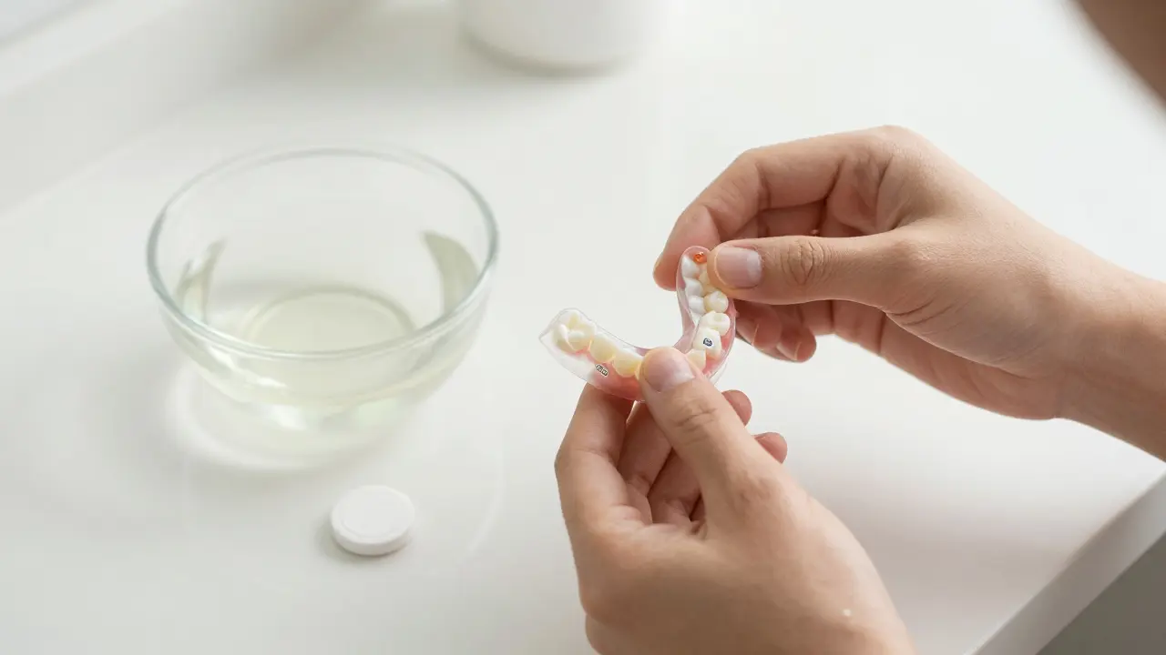 Jak odstranit lepidlo Corega z nasazovacích zubů a dásní bez poškození