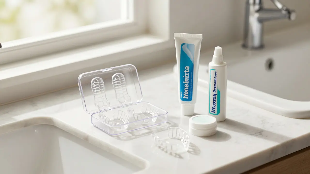 Domácí sada pro bělení zubů na zrcadle