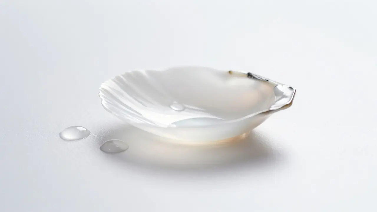 Detailní makro snímek průsvitného keramického plátku z disilikátu lithia.