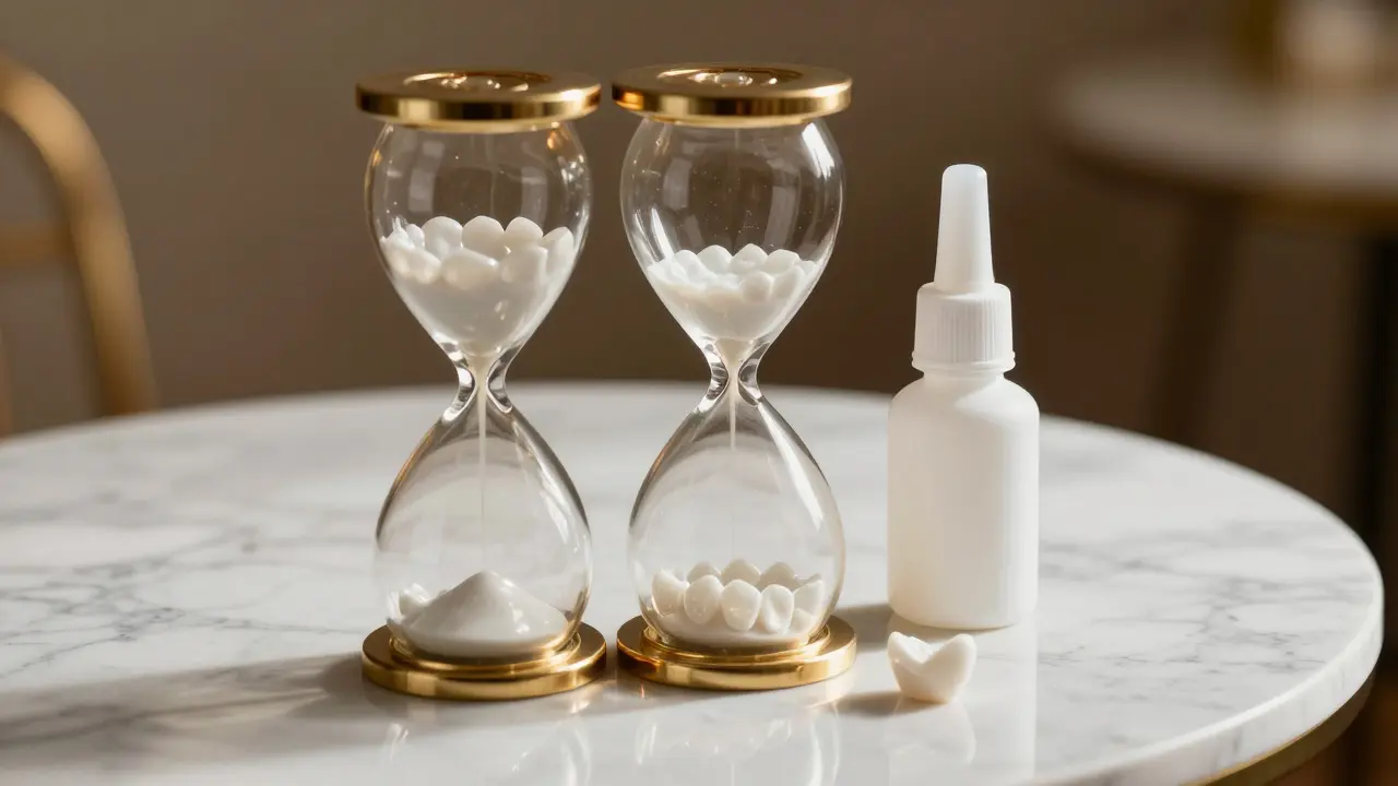 Konceptuální obraz symbolizující trvanlivost keramických faset oproti bělení.