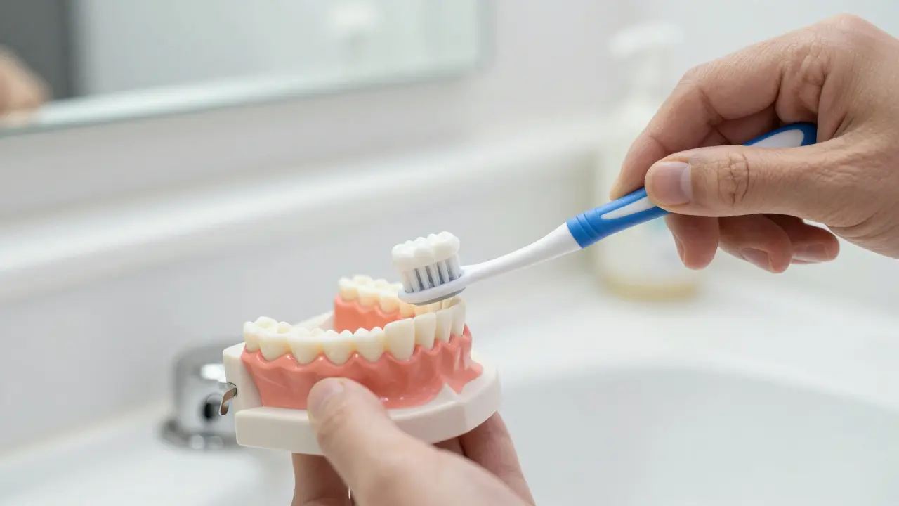 Správné použití mezizubního kartáčku v mezeře mezi zuby