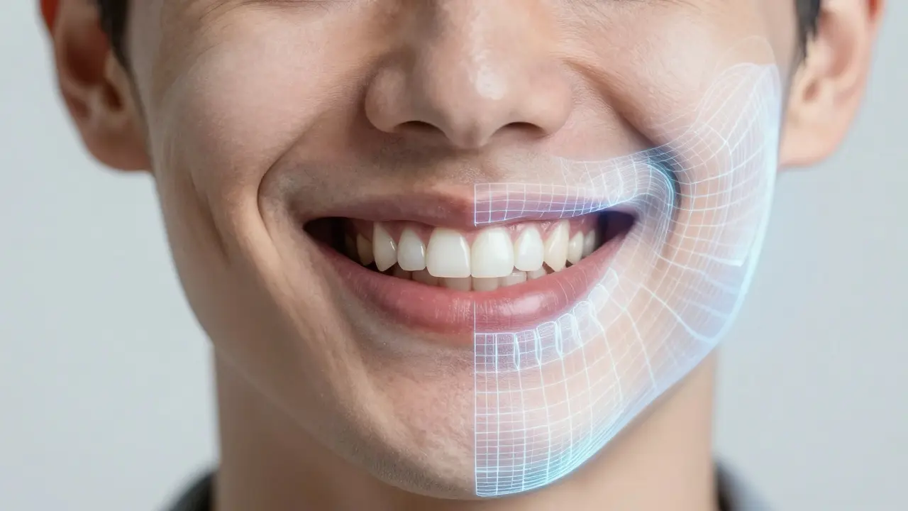 Digitální simulace úsměvu zobrazující plánovanou změnu zubů